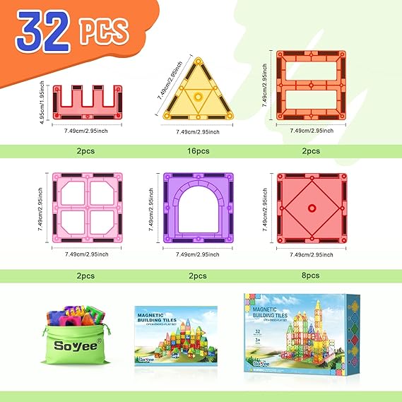 Magnetic Tiles STEM Building Blocks (32PCS )