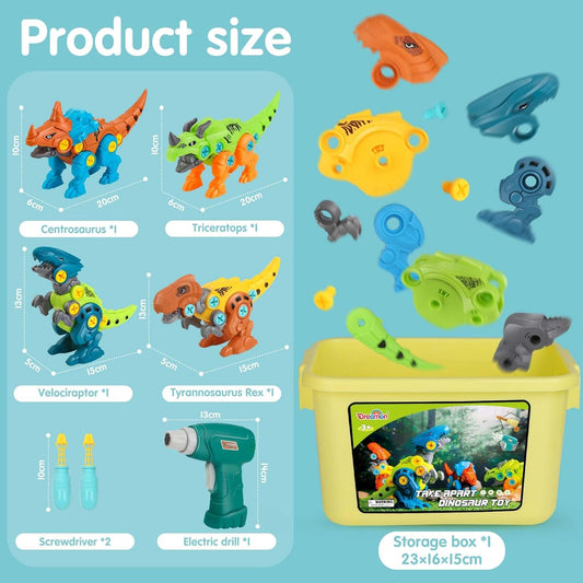 Take Apart Dinosaur Toy Set with Electric Drill